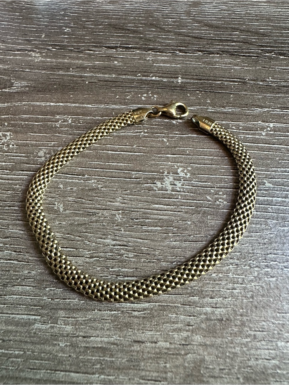 Gold Mesh Chain Bracelet - Textured Link Design